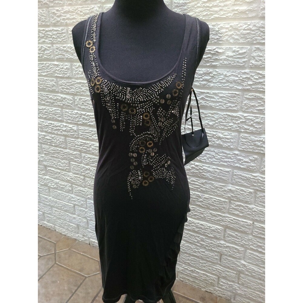 Love Stitch Women's Black Short Dress Sleeveless Embellished Beading Size S